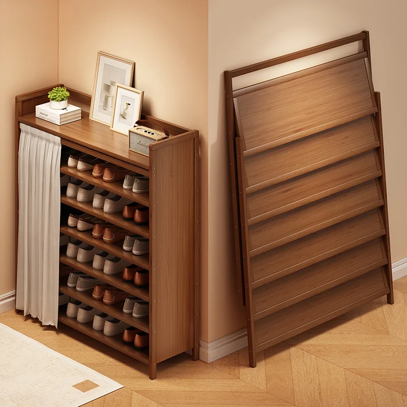 No Assembly Doorway Multi Layer Integrated Cabinet Shoe Organizer Folding Storage Rack Dustproof Storage Cabinet Shoes Cabinet