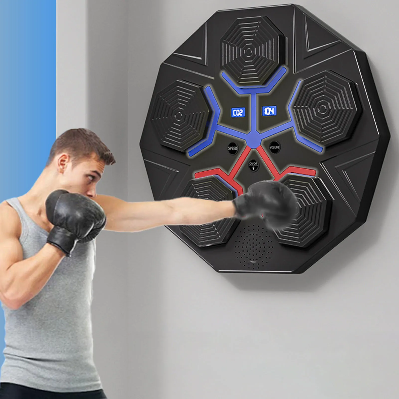 Smart Music Boxing Machine Bluetooth Beat Punch Wall Target LED Lighted Sandbag Practice Boxing Training Equipment Gym Home