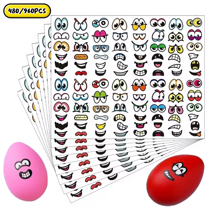 

【Nice】480/960pcs Cartoon Expressions Stickers Self-Adhesive Eyes Mouth Sticker With Playful Faces For Scrapbook DIY Decoration