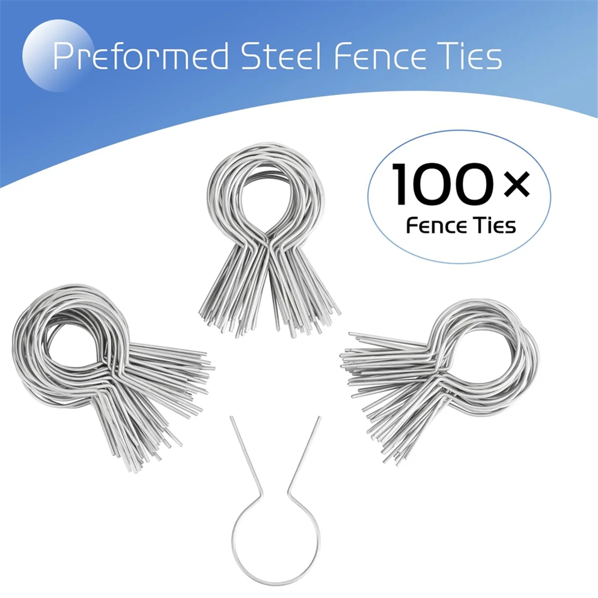 

A002 100 Pcs Gauge Galvanized Steel Fence Ties Fit for Fence Posts, T-Post Metal Fence Wire,Fast Chain Link Fence Wire Ties B