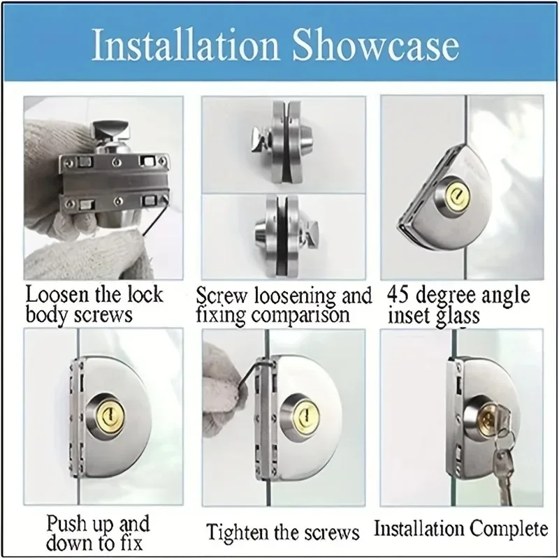 Hole-free Glass Door Lock Single and Double Door Glass Door Lock Glass Door Latch Floor Plug Bathroom Door Lock