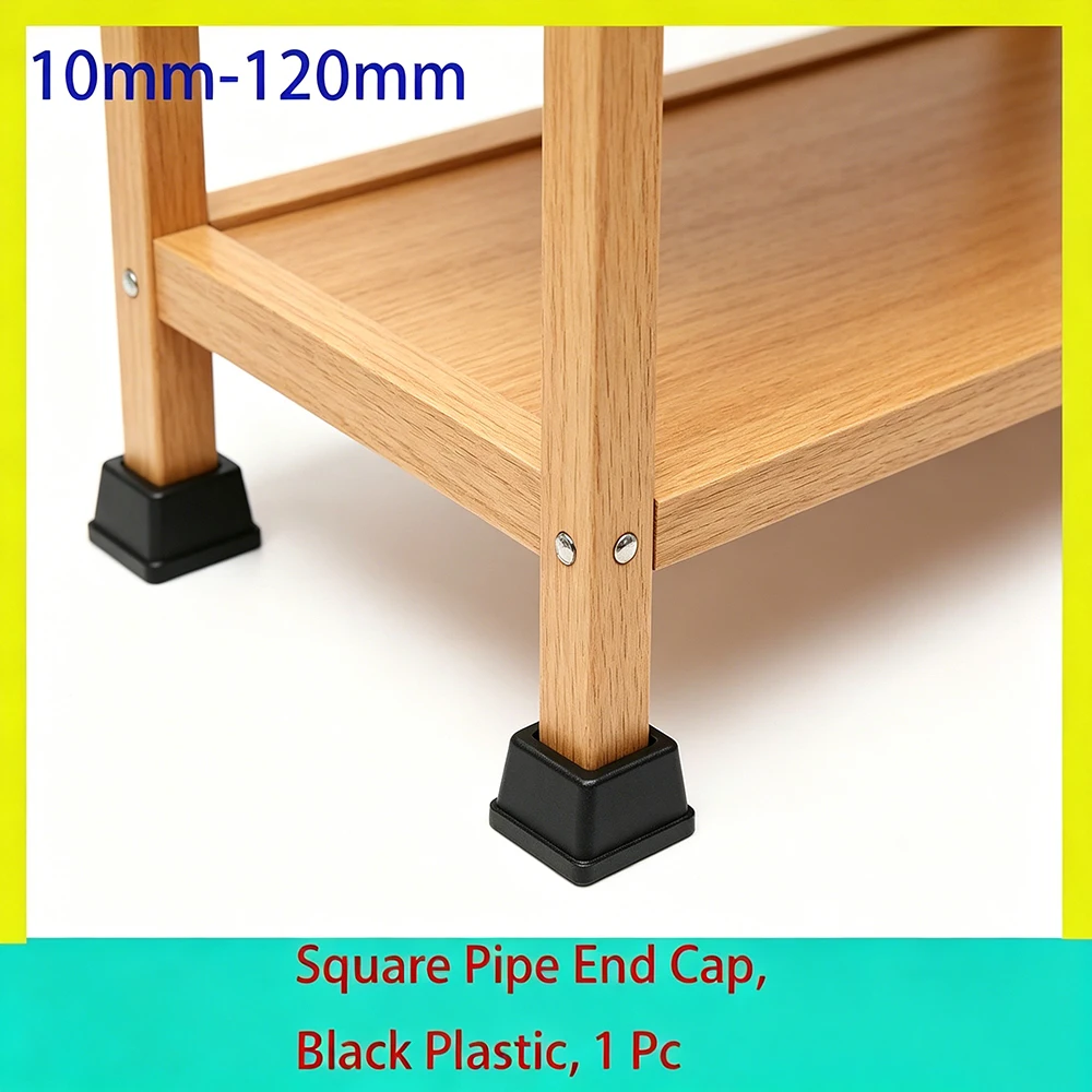 20/30Pcs Square Plastic End Caps for Furniture Tubes – Decorative Dust Plugs Cover 10×10mm-120×120mm