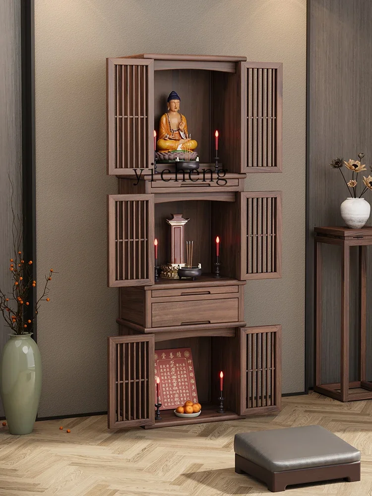 

ZZ Buddha Niche Altar Cabinet 3-Layer Tape Door Household Small Chinese Style Clothes Closet Modern Buddha Cabinet
