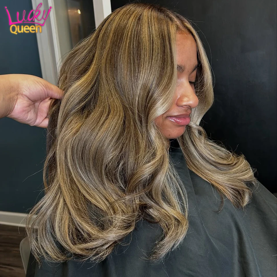 

5X5 Highlight Blonde Color 180 Density 13X4 13X6 Pre Plucked Human Hair Transparent Lace Front Closure Wigs Body Wave For Women