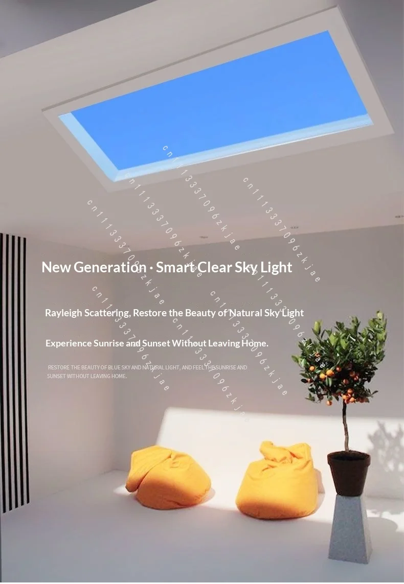Recessed Smart LED Skylight Ceiling Panel Light Natural Sky Window Effect Entryway Kitchen Bathroom Integrated Acrylic Decor