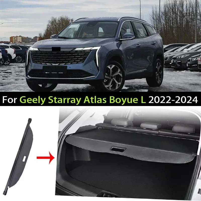 Car Trunk Cargo Cover For Geely Atlas/Starray/Boyue L 2022-IN Luggage Storage Security Shield Curtain Partition Mat Accessorie