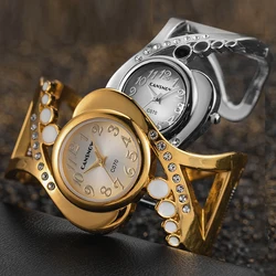 Montre de marque de luxe pour femme, argent, or, acier inoxydable, bracelet pour femme, montres-bracelets à quartz, horloge élégante, cadeau, 2023