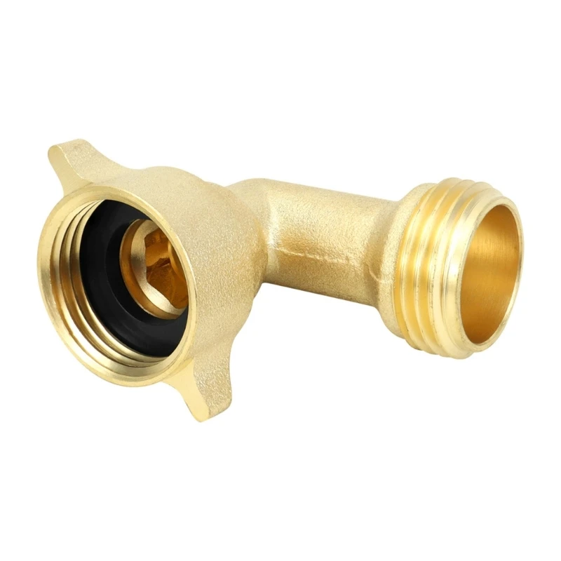Water Hose Elbow with Washers, 4 Pack Brass 90 Degree 3/4 Inch Threaded Fitting for Camp Water Lines, Garden Spigot, and Tight