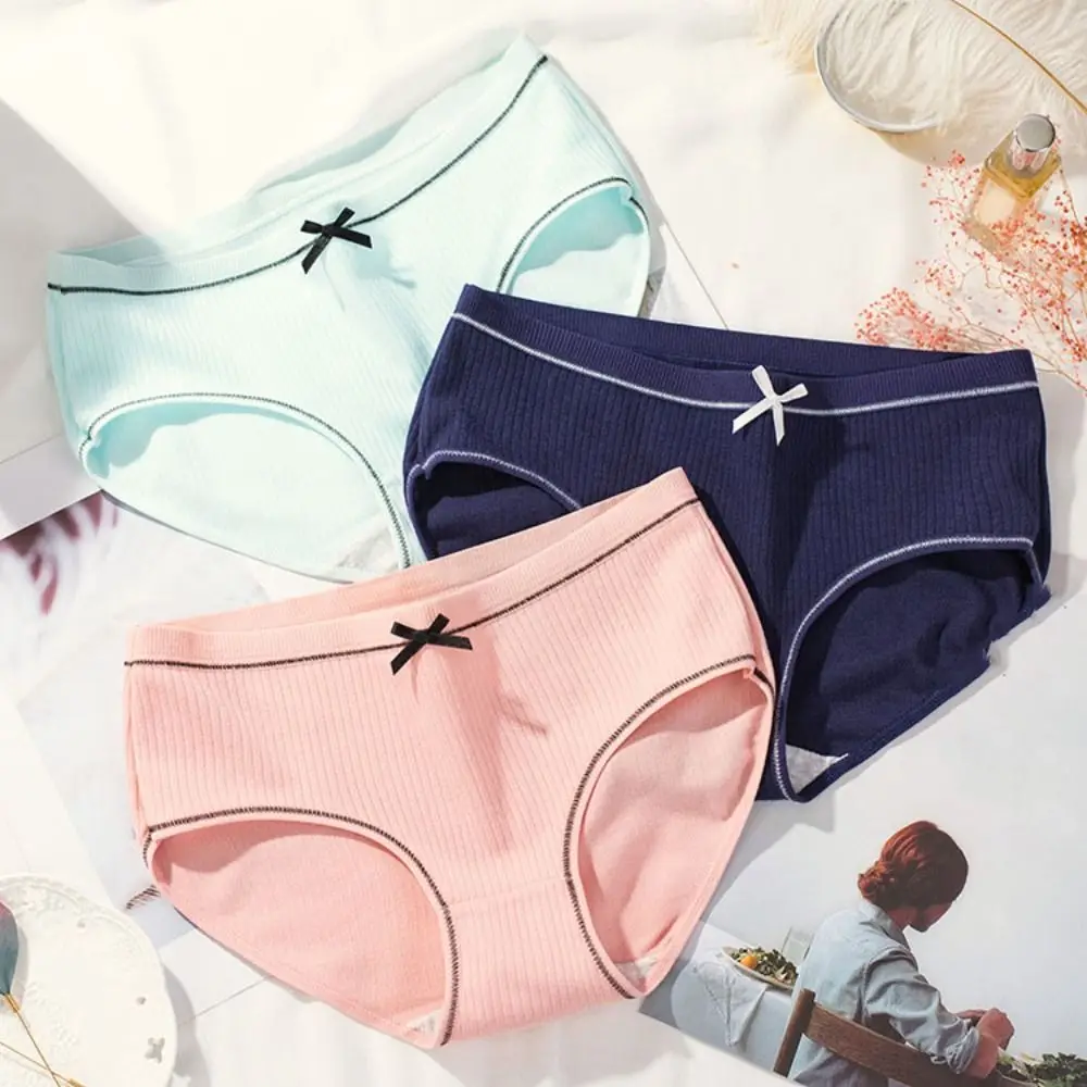 10 قطعة Bowknot مريحة بلون سراويل شريطية ملابس داخلية النساء الإناث ينغيرييس المتضخم منخفضة الخصر ملخصات فتاة