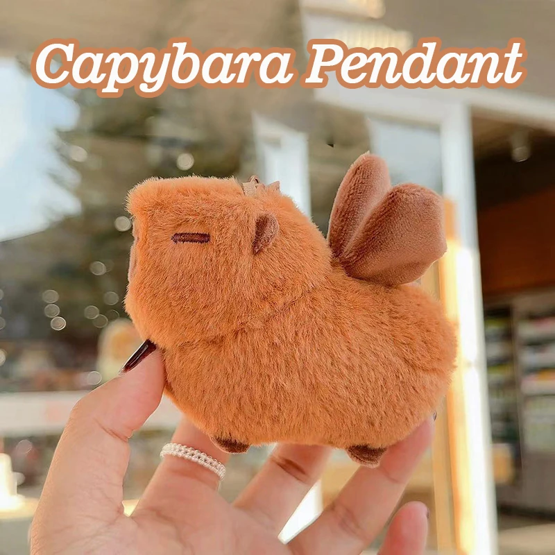 Funny Capybara Plush Toys Kawaii Stuffed Animals Fluffy Capybara Keyrings Backpack Keychain Pendants Plush Doll for Kids