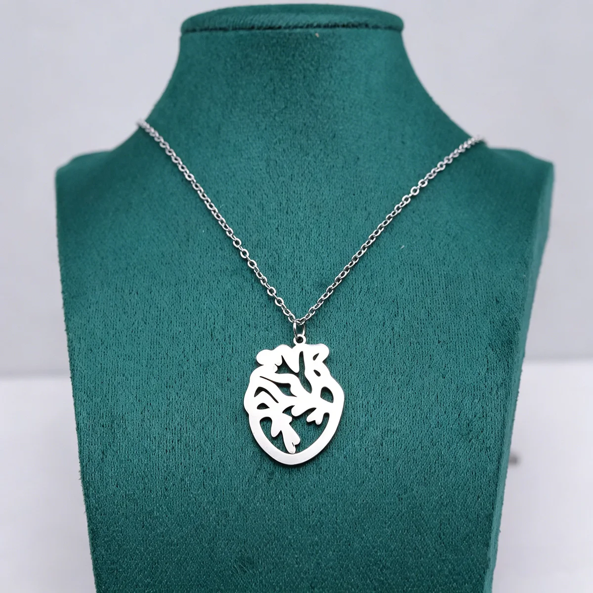 Kinitial Stainless Steel Necklaces Women Jewelry Human Medical Anatomical Heart Pendant Necklace For Doctor Gift