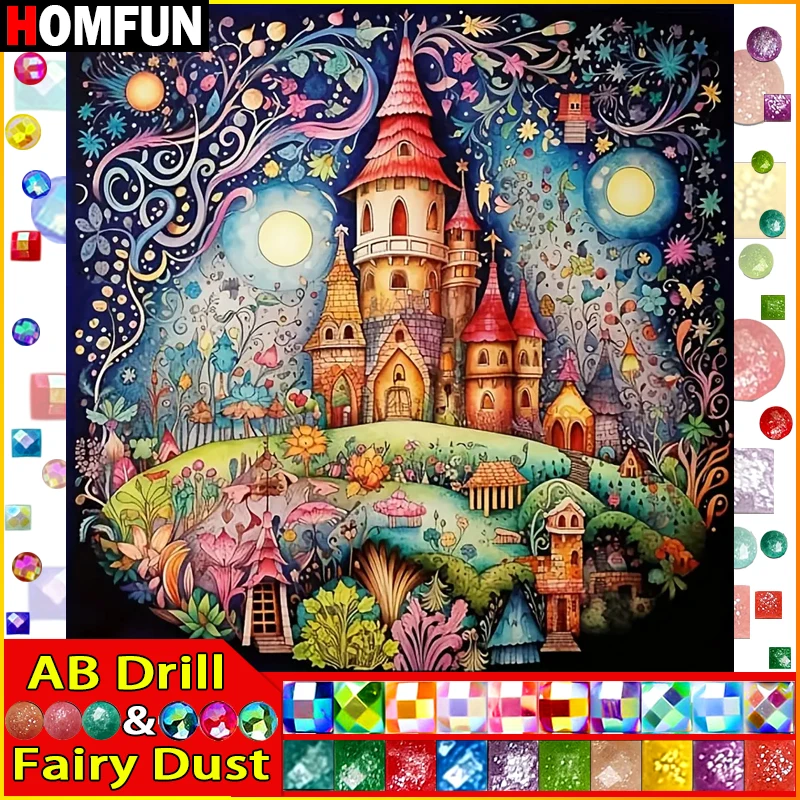 HOMFUN Fairy Dust AB Rhinestone Painting Crystal Decor Diy Diamond Painting 