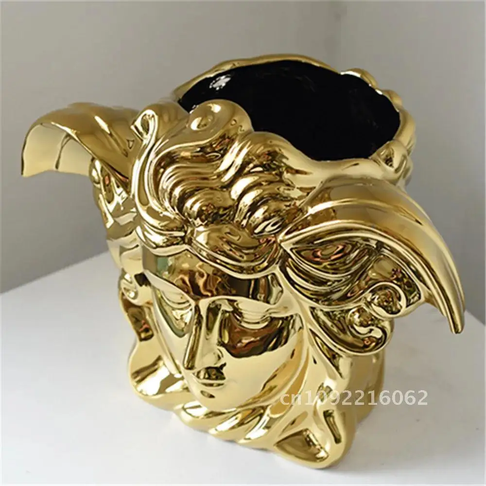 Modern Art Luxurious Electroplating Golden Ceramic Vase Decor Valentine Decoration Dining Creative Home Table