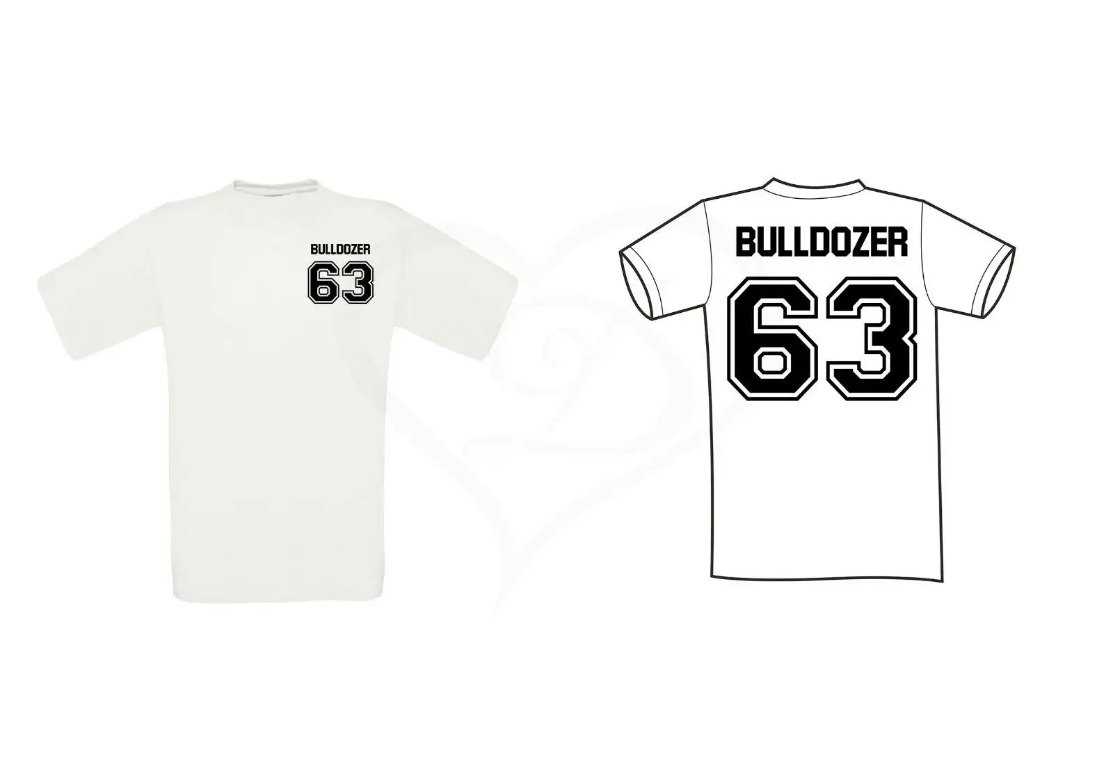 T-Shirt Bulldozer T-Shirt Shirt Customizable Number Bud Spencer Double Side  Short Sleeve Cotton Man Basic T Shirt