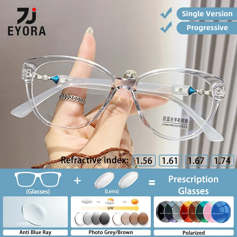 

EYORA Currents Skinny Face Oval Women Reading Glasses Myopia Eyewear Hyperopia Anti Blue Ray Progressive Photochromic Eyewear