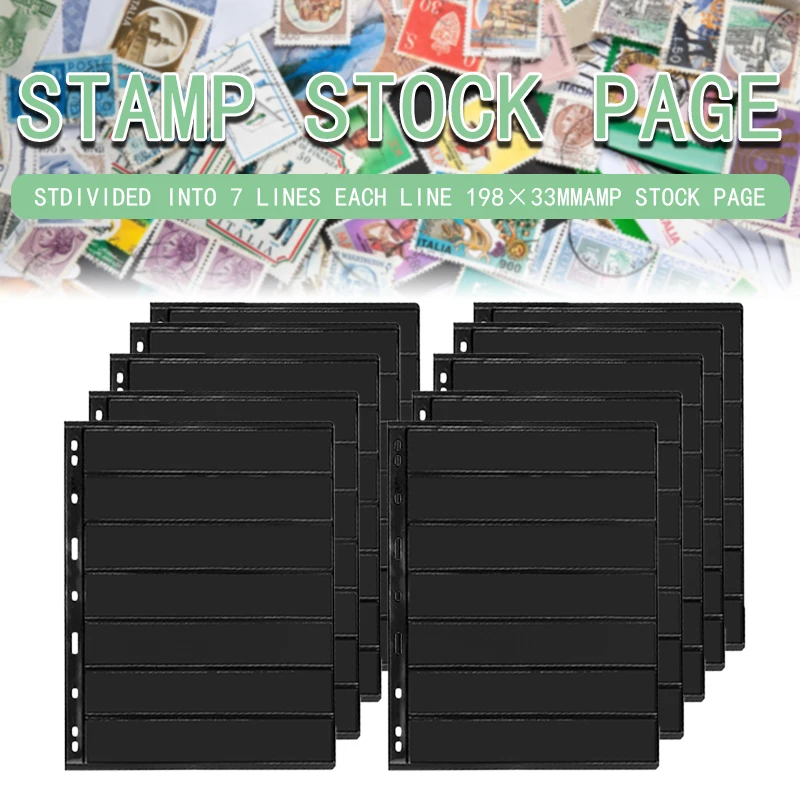 Single Sheet Universal Standard Philatelic Album Inner Page Loose Leaf  Black Background Double-sided Seven Line Collection Page