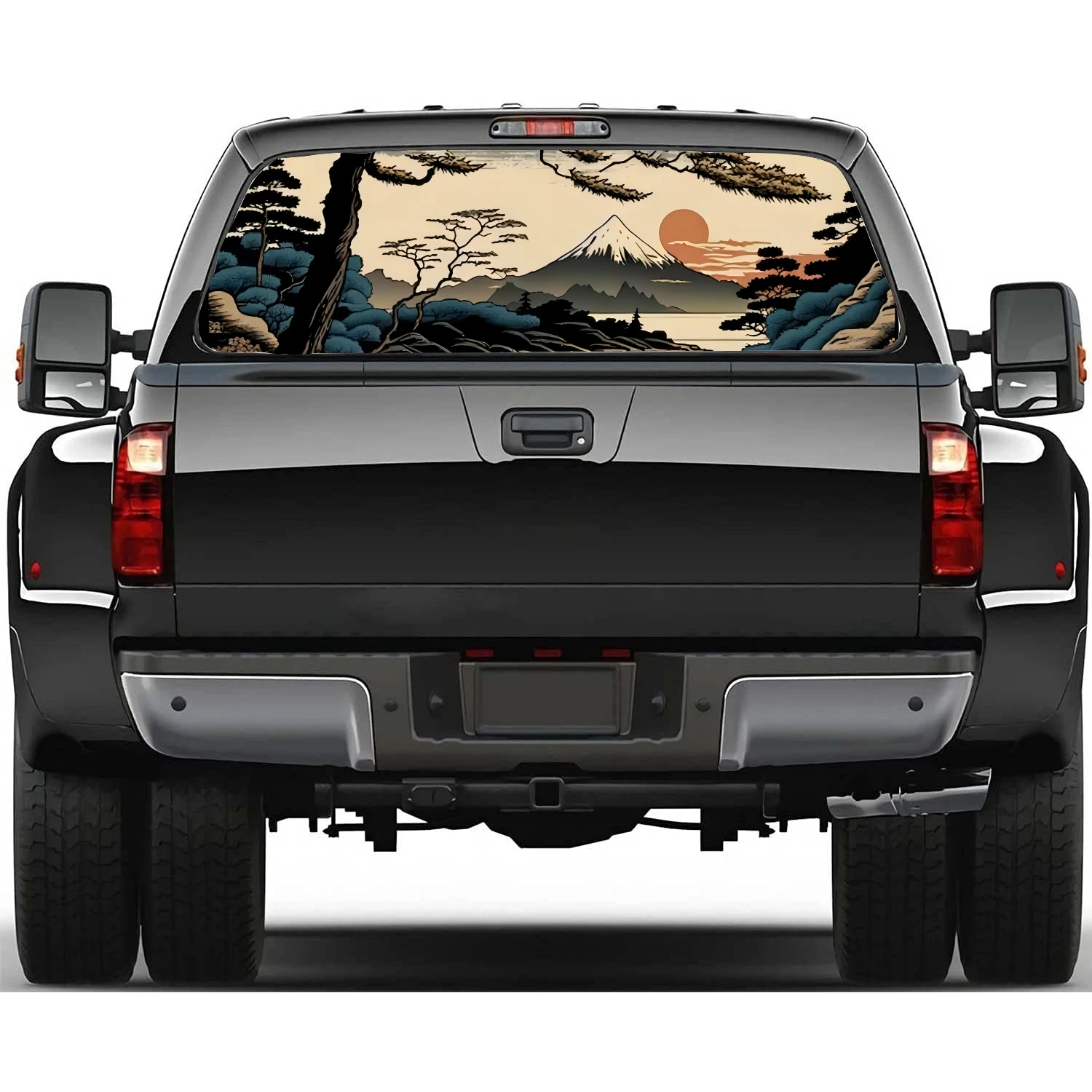 

Japanese Landscape Wallpaper Car Window Graphic Decoration Truck Semi-transparent Vinyl Universal Wrap Self-adhesive Sticker