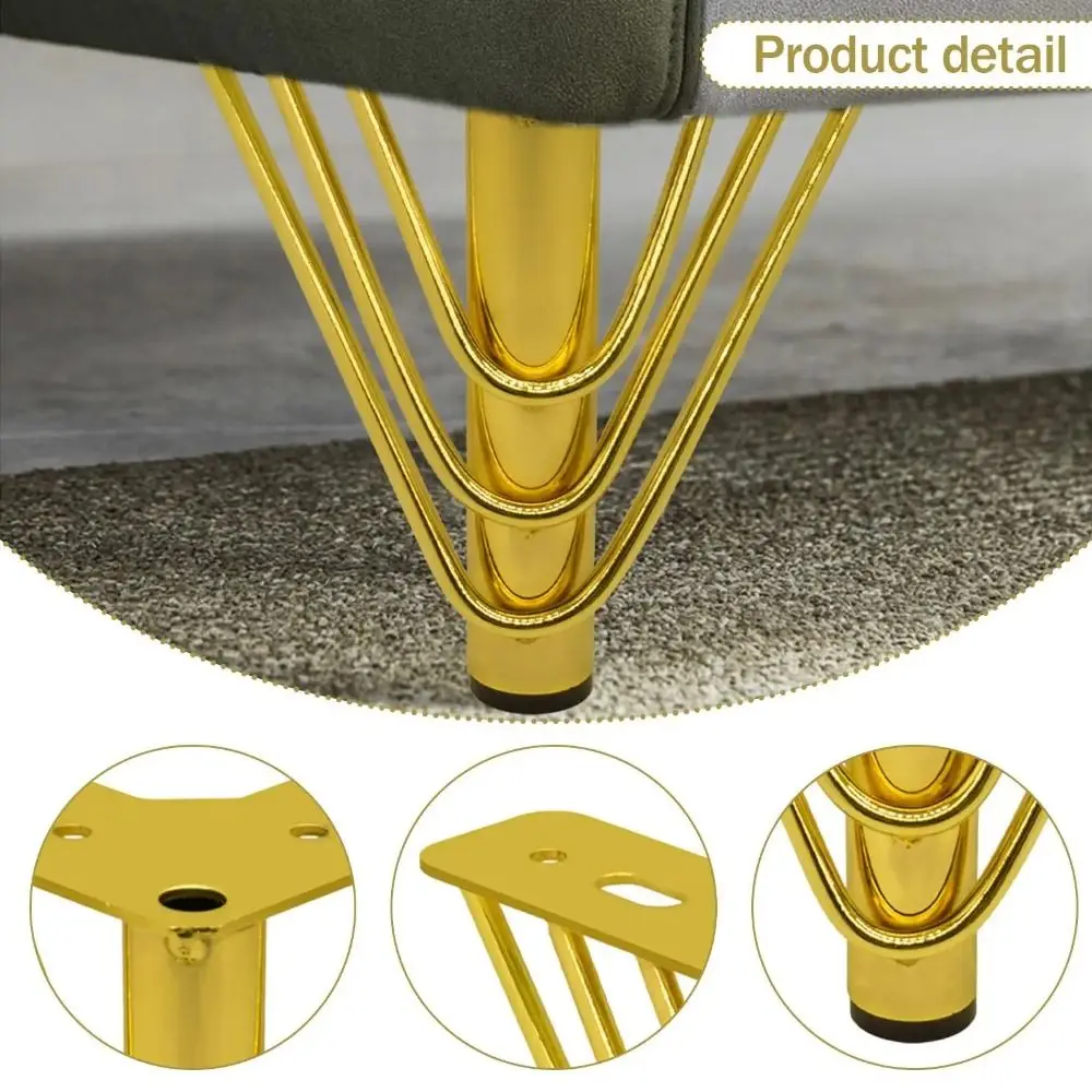 Golden Color Furniture Legs Thickened Design Triangle Shape Furniture Hardware Feet 15cm Height Metal Material Sofa Legs
