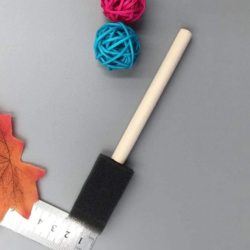 フォームペイントブラシ,小さなフォームペイントブラシ,木製ハンドル付き,1インチ,120個