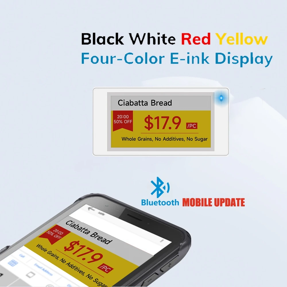 

4 Color 2.7 inches Mobile Application Update Digital Display Electronic Shelf Label Eink Display Epaper ESL for Retail Store