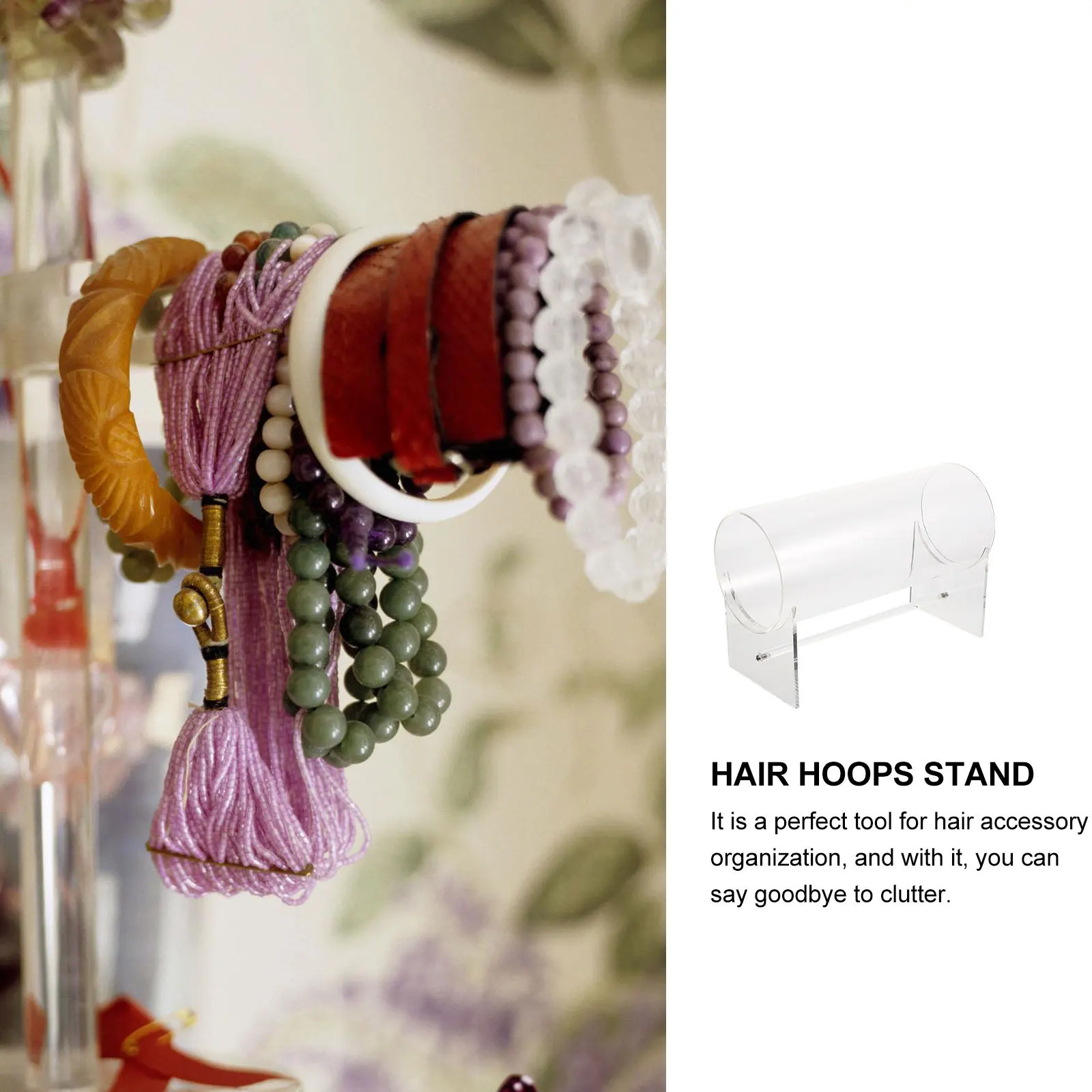 

Держатель для резинок для волос, акриловая стойка для волос, прозрачная подставка для повязки на голову, органайзер для колец для волос, туалетный столик, стойка для головных уборов