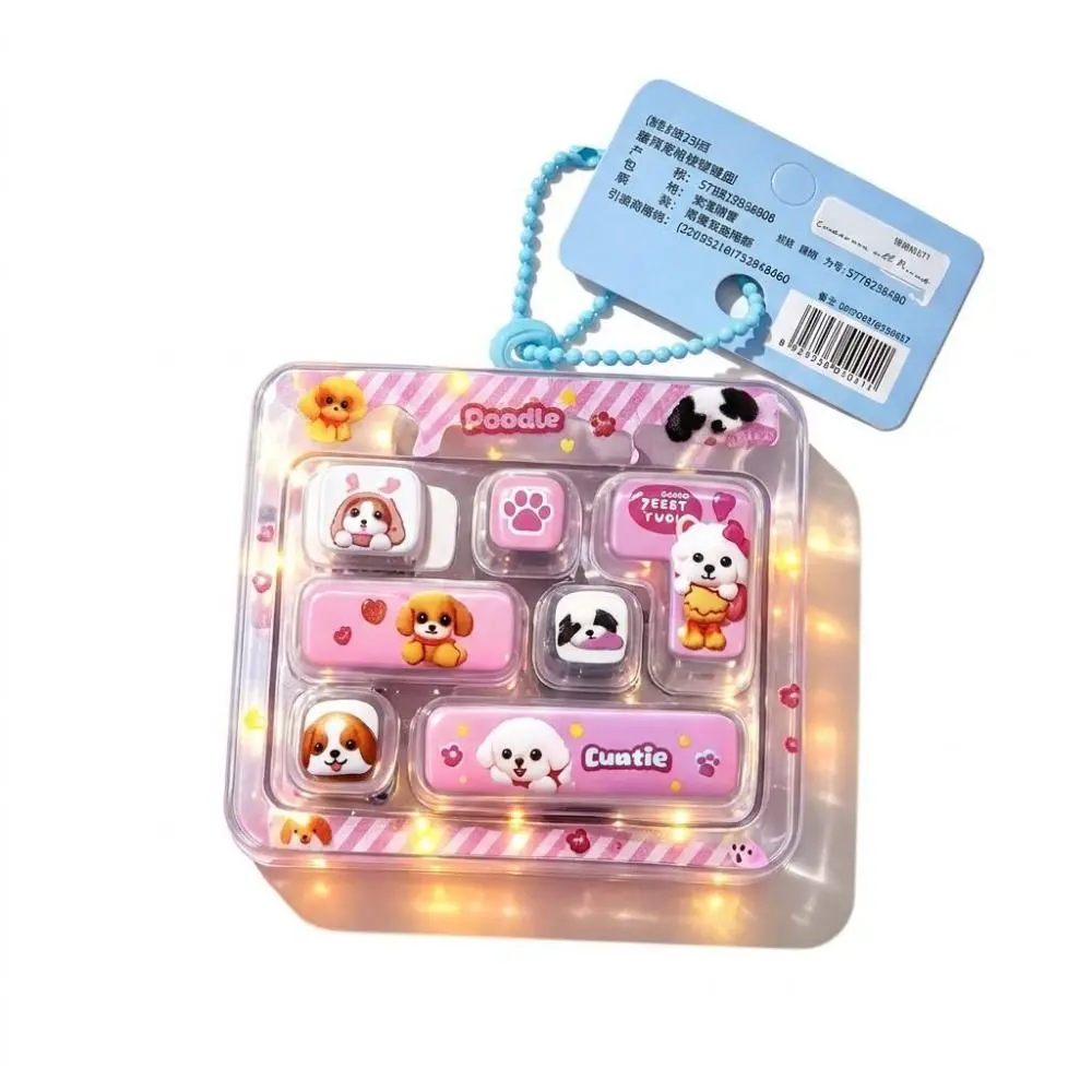 7-Key Decompression Button Cute Design Simulation Keyboard Mini Keyboard Pendant Transparent Dual-Tone With lights