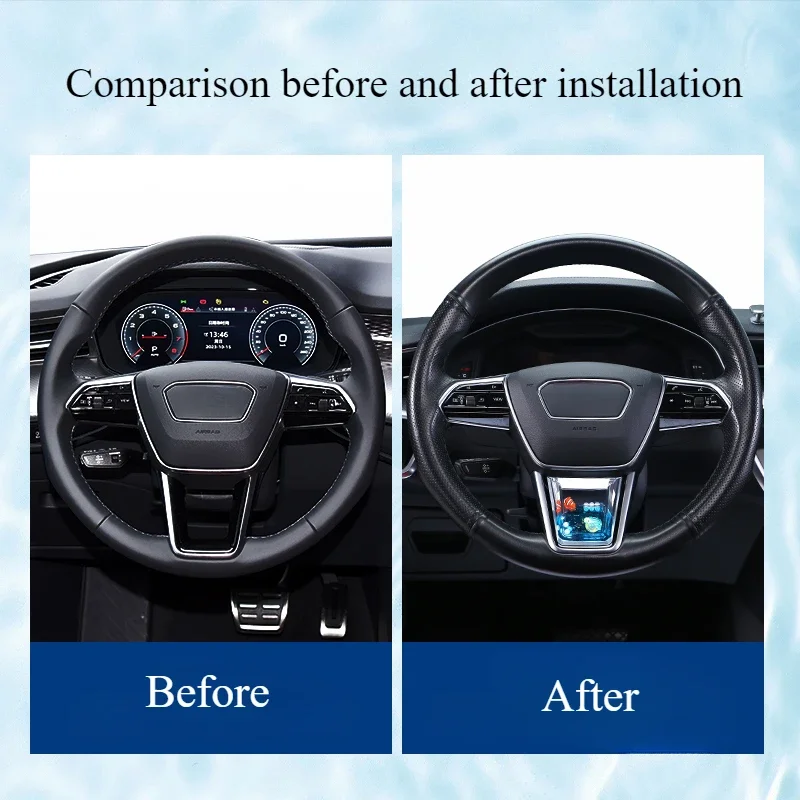 For Audi A6L 2019-2024 Steering Wheel Decorative Panel Decorative Frame Dynamic Sequins Car Interior Modification Accessories