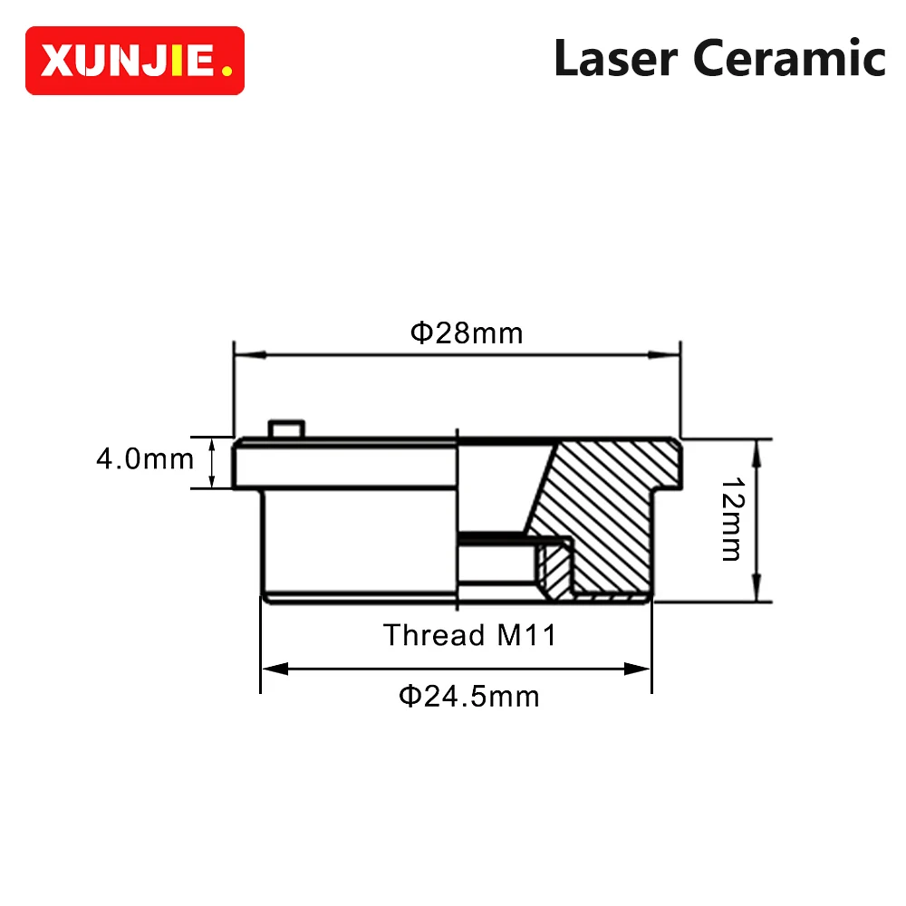 Laser XUNJIE ceramiczny 28mm M11 KT B2 CON dla Precitec Raytools WSX głowica do cięcia laserowego części uchwyt dyszy