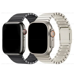 URVOI Link bracelet for Apple Watch Ultra2 Series 9 8 7 6 SE5 Stainless steel strap for iWatch Magnet buckle band titanium color