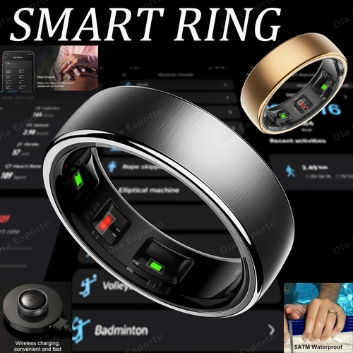 Nuevo anillo inteligente R10 con carga inalámbrica, Monitor de sueño saludable, 5ATM y ip68 resistente al agua, modo multideporte para Android IOS hombres mujeres