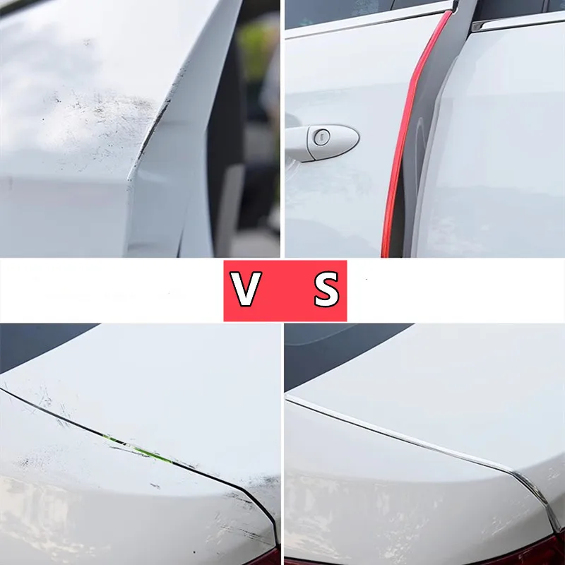 5M Car Door Edge Scratch Protector DIY Silver Moulding Trim Strips Exterior Car Chrome Body Strip Bumper Auto Door Protector