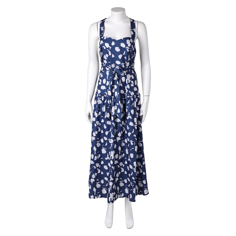 TV The White Lotus Kate Cosplay Costume Women Blue Sleeveless Dress for Female Girls Disguise Outfits Halloween Carnival Suit