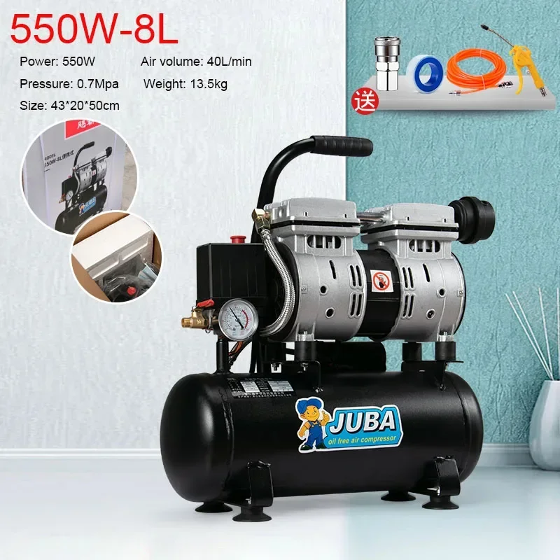 

220v Electric Air Compressor Woodworking 8L 9L Air Pump High-pressure Oil-free Silent Decoration High-power Paint Air Compressor