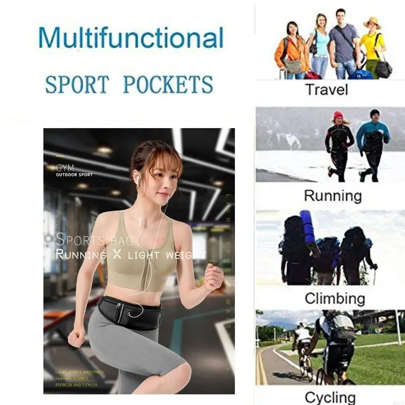 

Sports Runner Bag Running Belt Waist Pack Adjustable Fanny Pack for Smartphones Sweatproof Workout Waist Bag W89F