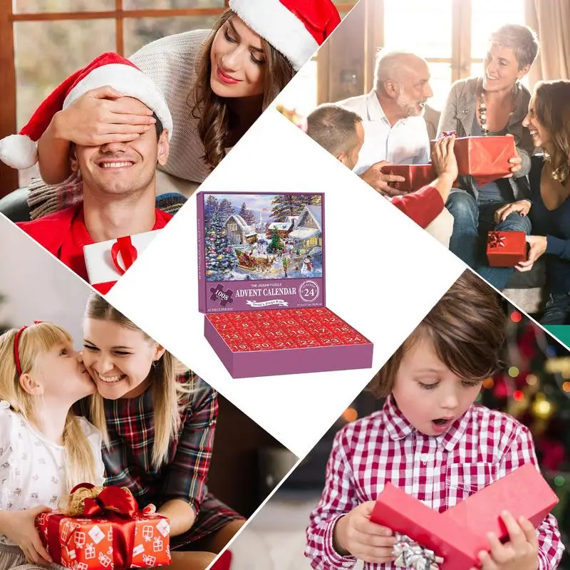 Natale 24 giorni Conto alla rovescia Calendario dell'Avvento Decorazione della casa Puzzle di Natale Decorazioni natalizie Puzzle di Natale dell'Avvento