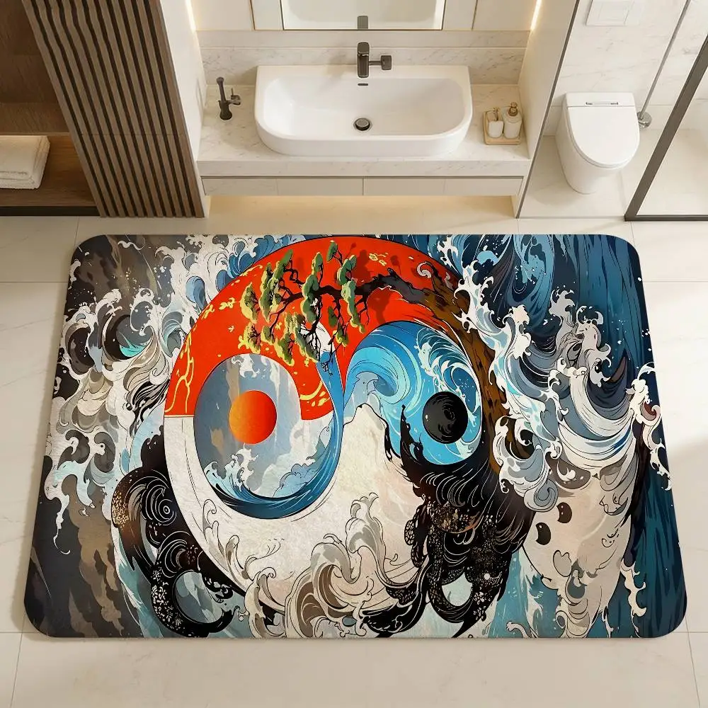 Chinese Tai Chi Bagua Yin Yang Kitchen Mat Kids Room Bedroom Decoration Balcony Anti-Slip Doormat Living Room Alfombra