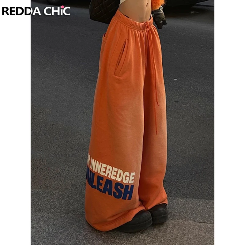 

REDDACHiC Drawstring Waist Women Sweatpants with Pockets Street Fashion Wide Leg Casual Trousers Skater Going Out Fall Bottoms
