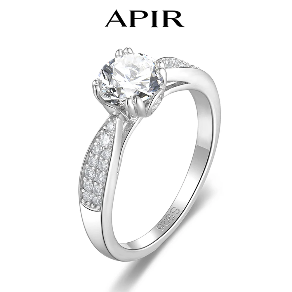 

APIR 6,5 мм, 1 карат, кольца с муассанитом круглой огранки для женщин, стерлинговое серебро 925 пробы, предложение, обручальное кольцо, свадебное ювелирное кольцо, на заказ