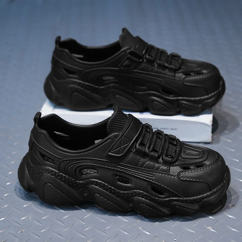 

2025 Men's Outdoor Summer Anti-slip Breathable Holey Shoes Height-increasing Wear-resistant Thick-soled Beach Sandals Women Shoe