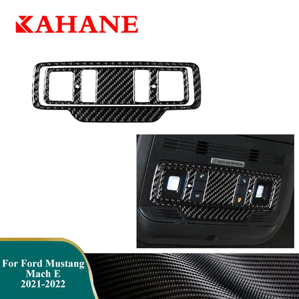 Car Reading Light Panel Black Stickers For Ford Mustang Mach-E 2021 2022 Carbon Fiber Cover Trim Interior Decoration Accessories