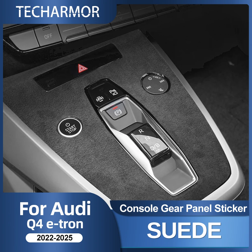 Wildleder-Schaltknauf-Abdeckung für Audi Q4 e-tron 2021 2022 2023-2025 Mittelkonsolen-Zierleiste Aufkleber Innenraum-Zubehör Autoteile – Detail 1