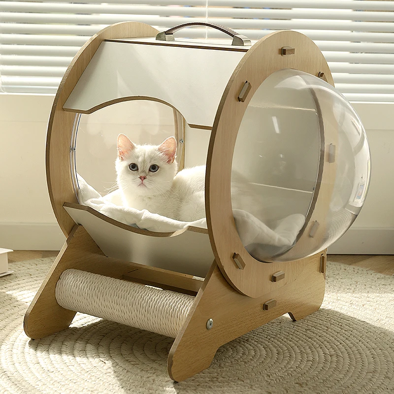 Cat Nest Four Seasons Universal Summer Bed Sleeping Nest Enclosed Summer Wooden Capsule Capsule House Furniture Supplies