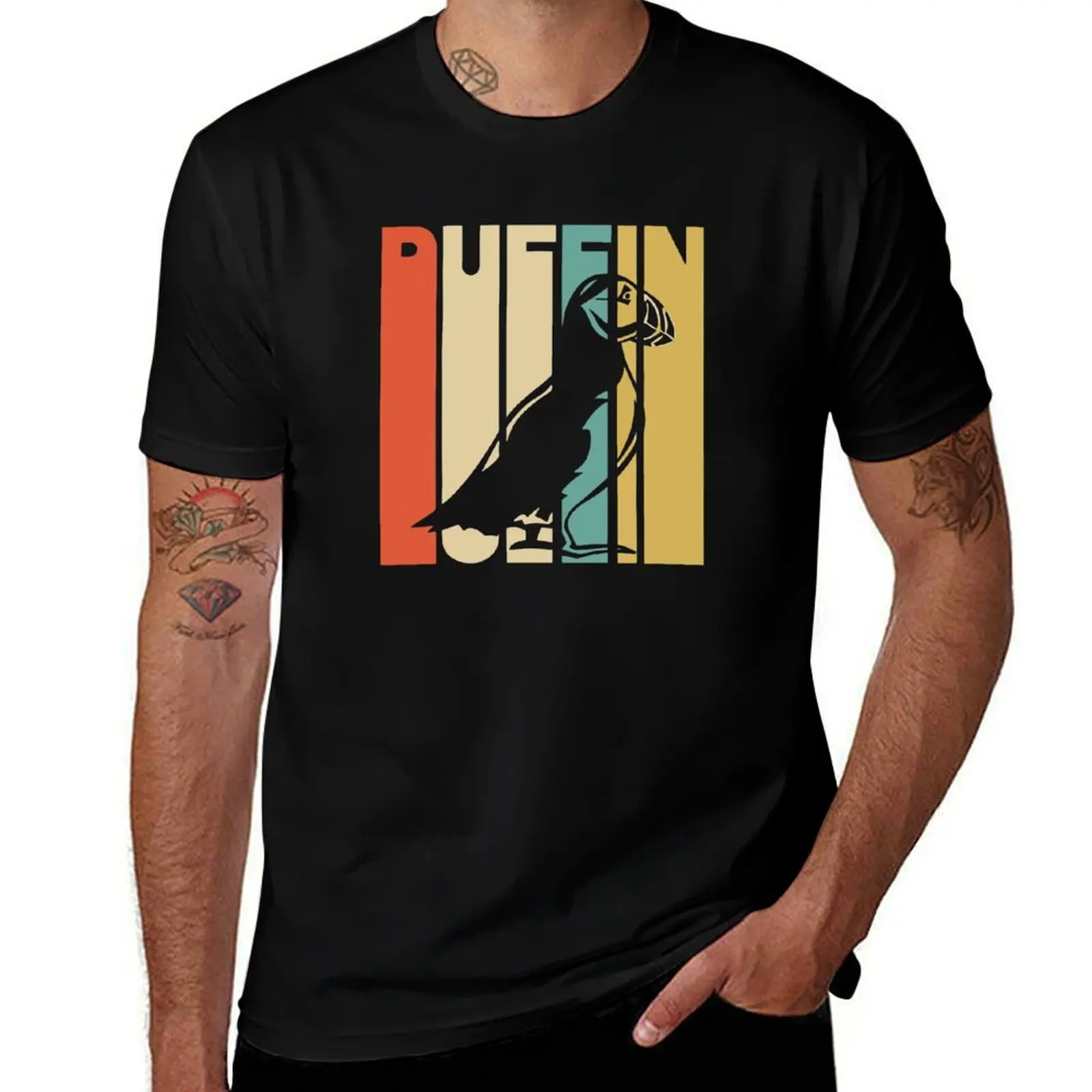 

Vintage Style Puffin Silhouette Shirt T-Shirt t shirt man cotton t shirts for man pack cotton cotton tshirt 100% T-shirt