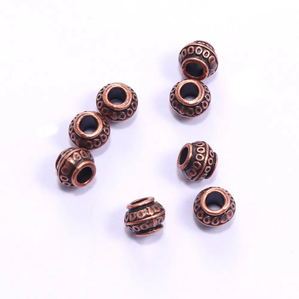 50 stücke Tibetischen Rohr Metall Großes Loch Lose Spacer Perlen Für Schmuck Machen DIY Armband Halskette Zubehör Großhandel Liefert – Detail 5