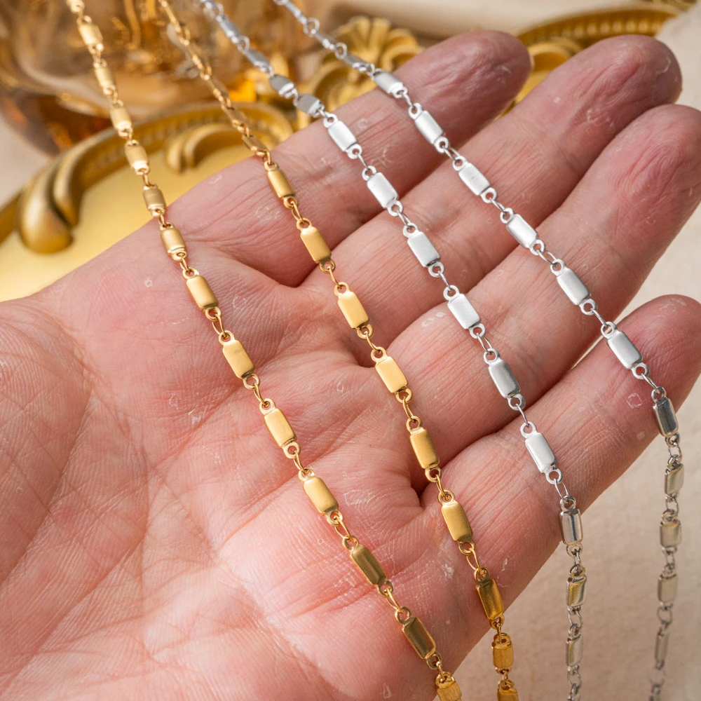 0,5 Meter/1 Meter Goldene Edelstahlkette für Schmuckherstellung Rechteckige Gliederkette für Herren Damen Halskette Armband DIY-Zubehör – Detail 2