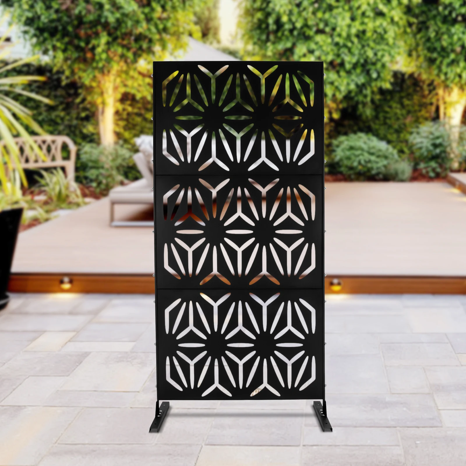 Multi-Functional Steel Patio Privacy Screen with Adjustable Height and Removable Panels – Ideal for Dividing Spaces, Privacy,