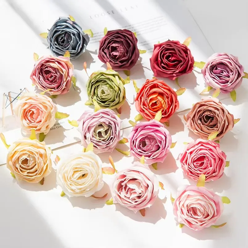 

20PCS/50PCS Artificial Flowers Home Decor Wedding Wall DIY Valentine's Day Gift Material Christmas Wreath Fake Rose Head