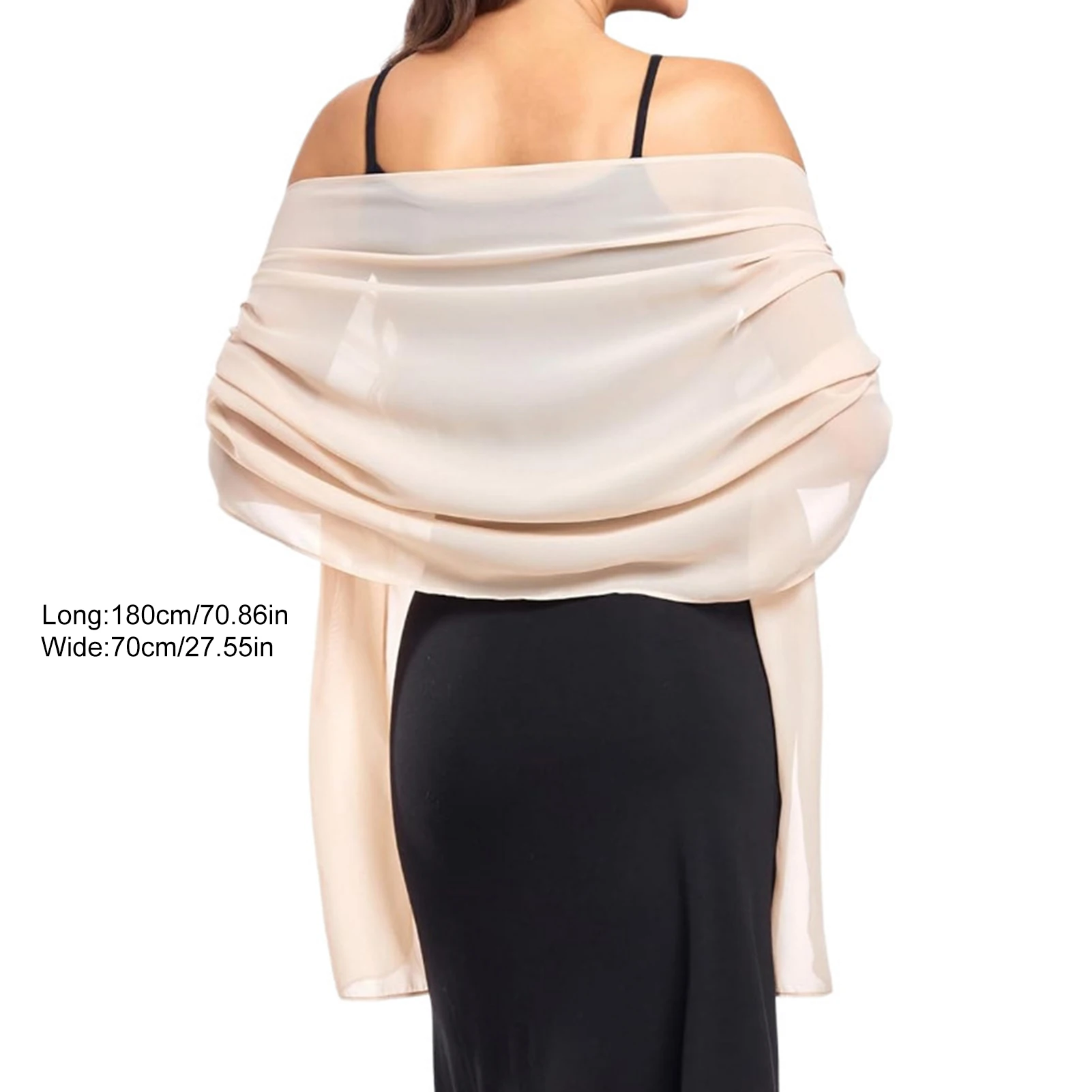 Chiffon Scarf Lightweight Soft Elegant Wedding Shawl Sun Protection for Outdoor Activities Bride Fashion Accessories