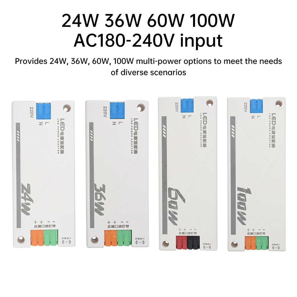 

24V LED Driver Power Supply Constant Voltage Ultra-Thin Design AC180-240V Input for LED Strip Lights Smart Cabinet Lighting