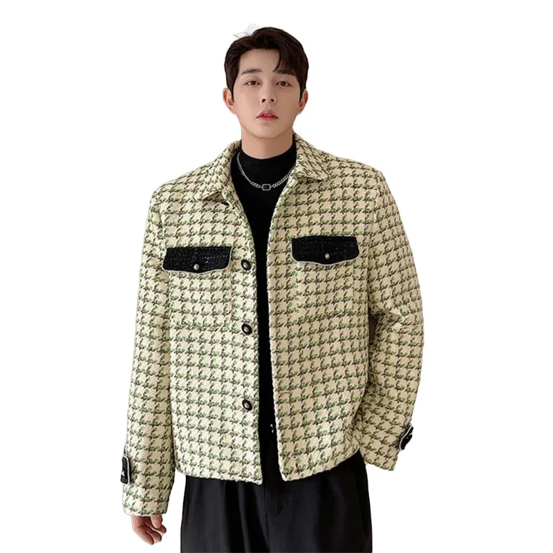 VERSMA Korean Ulzzang Chic Double Pockets French Style Retro Jacket Men Spring Oversized Plaid Cropped Jacket Women Dropshipping